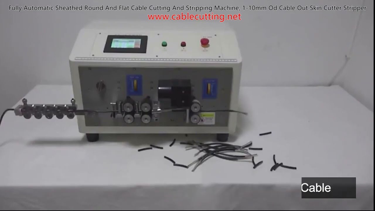Fully Automatic Sheathed Round and Flat Cable Cutting and Stripping Machine, 1-10mm OD Cable Out Ski